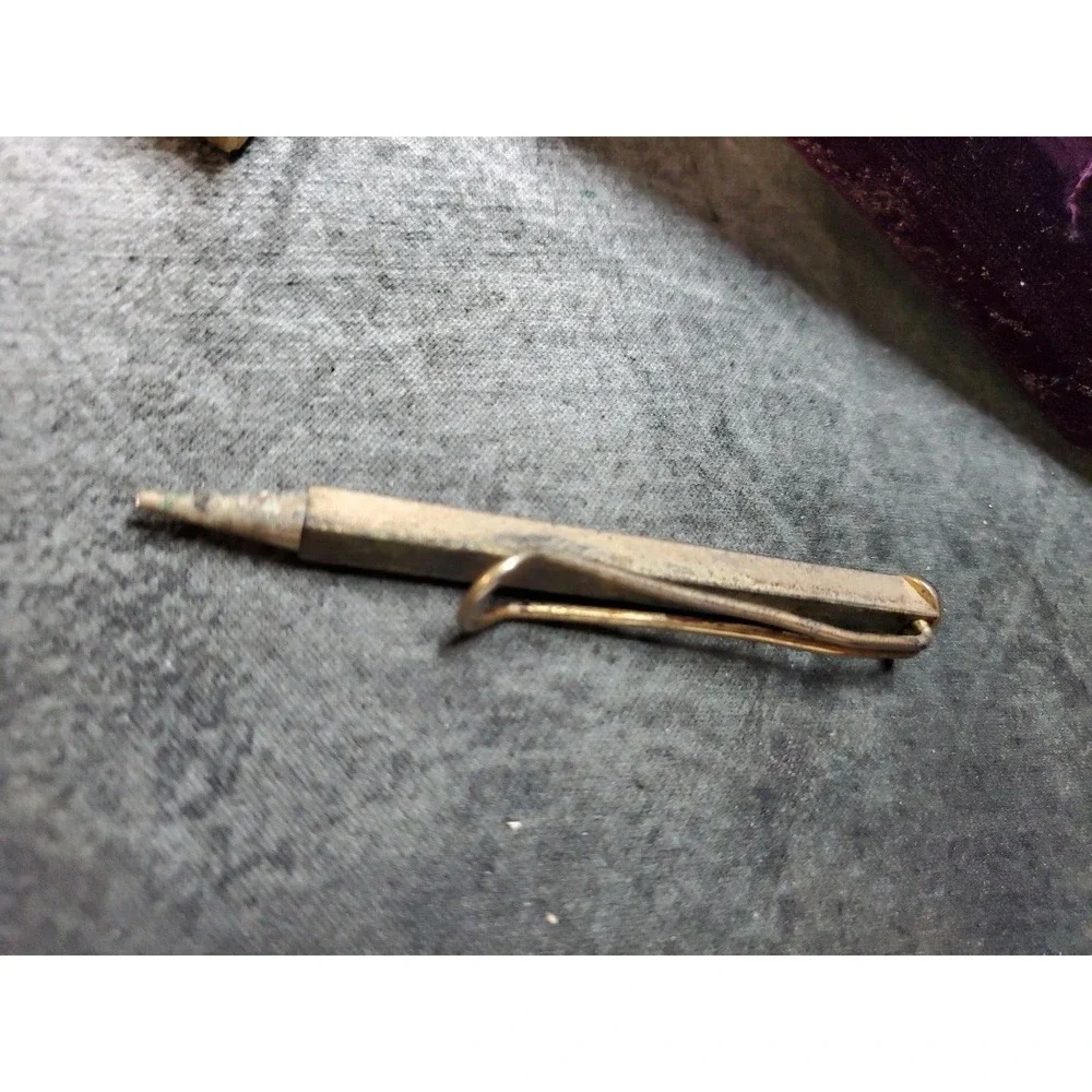 Mechanical Pencil Tie Clip Anson Red Stone Vintage with Original Box READ‎